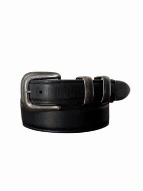 Vogt Italian Calf Black Leather Sterling Buckle Men's Belt Mexico 36"